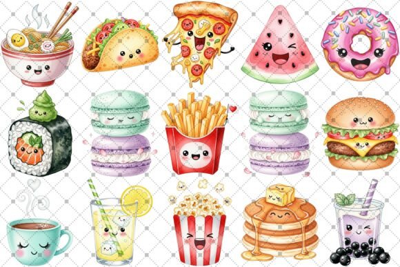 Download Kawaii Food &amp; Drink Watercolor Clipart - Watercolor clipart Collection