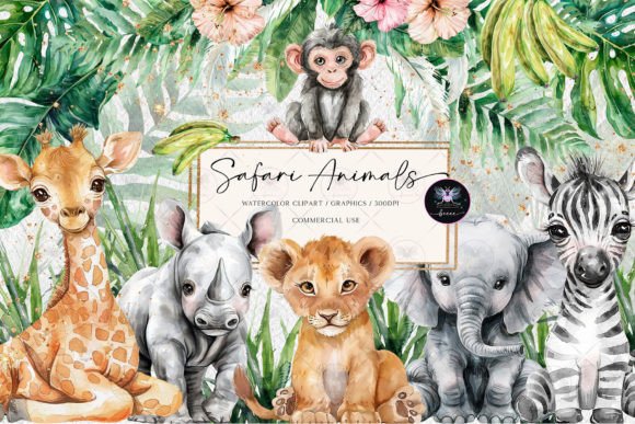 Download Safari Animals Watercolor Clipart - Watercolor clipart Collection