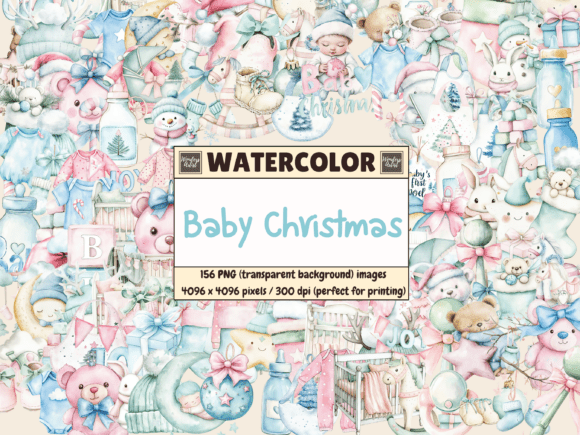 Download Baby Christmas Watercolor Clipart - Watercolor clipart Collection