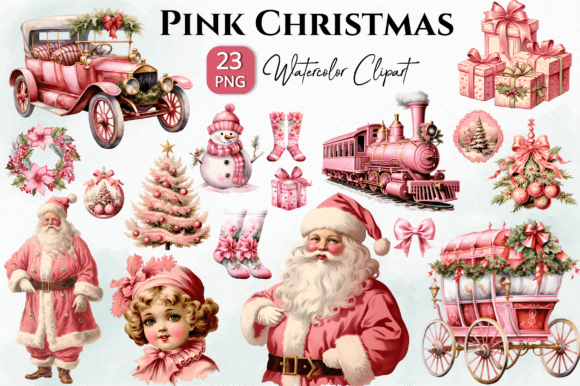 Download Pink Christmas Watercolor Clipart Png - Watercolor clipart Collection
