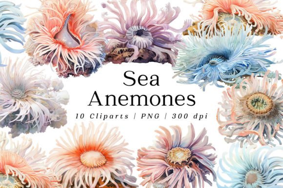 Download Sea Anemones Animal Watercolor Cliparts - Watercolor clipart Collection