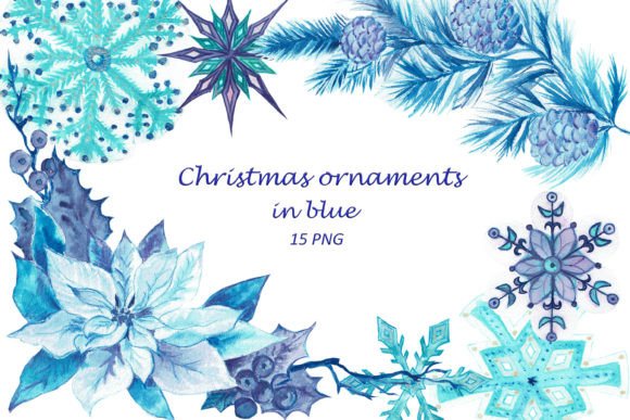 Download Blue Christmas Watercolor Clipart, PNG - Watercolor clipart Collection