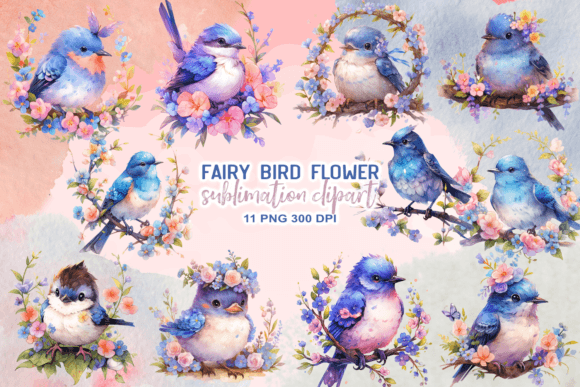 Download Fairy Bird Flower Watercolor Clipart - Watercolor clipart Collection