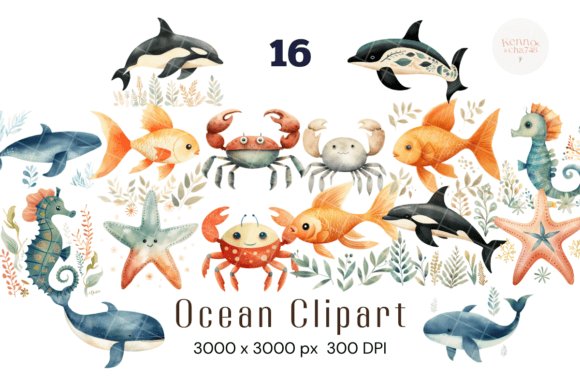 Download Sea Animals Watercolor Clipart / Rainbow - Watercolor clipart Collection
