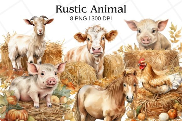 Download Rustic Farm Animal Watercolor Clipart - Watercolor clipart Collection
