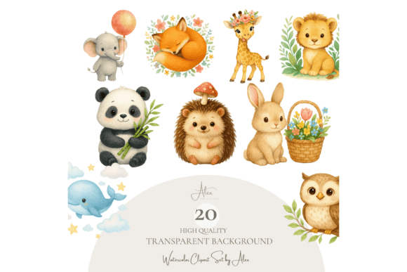 Download Watercolor Animals Clipart Set - Watercolor animal Collection