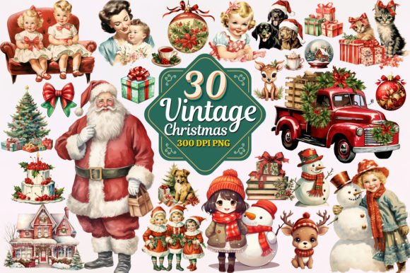 Download Vintage Christmas Watercolor Clipart PNG - Watercolor clipart Collection