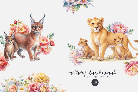 Download Mothers Day Animal Watercolor Clipart - Watercolor clipart Collection