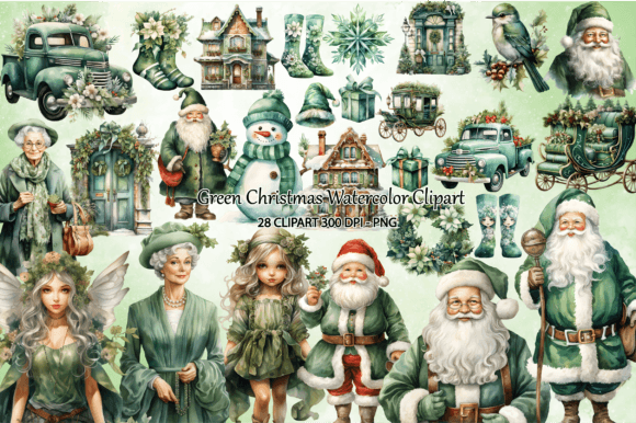 Download Green Christmas Watercolor Clipart Png - Watercolor clipart Collection