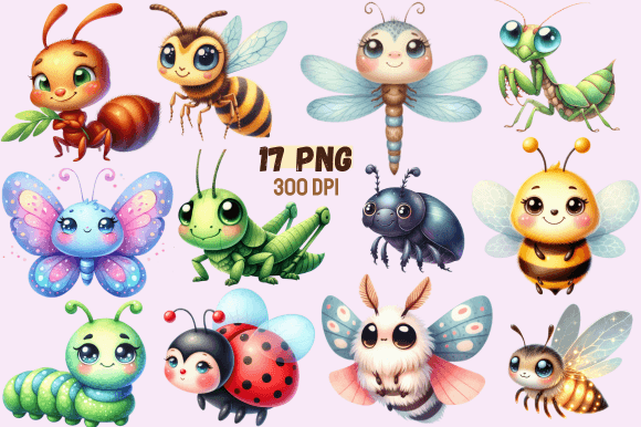 Download Cute Insects Watercolor Clipart for Kids - Watercolor clipart Collection