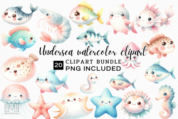 Download Cute Sea Animals Watercolor Clipart - Watercolor clipart Collection