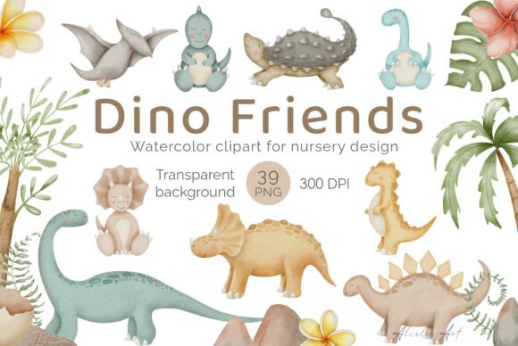Download Dinosaur Watercolor Clipart for Kids - Watercolor clipart Collection