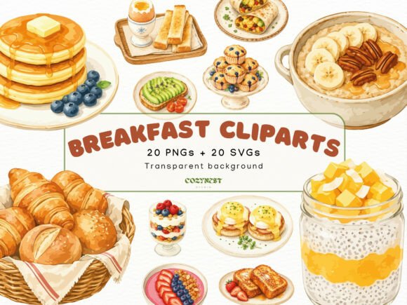 Download Breakfast Watercolor Cliparts, Food PNG - Watercolor clipart Collection