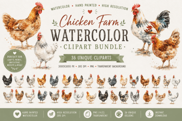 Download Chicken Farm Watercolor Clipart - Watercolor clipart Collection