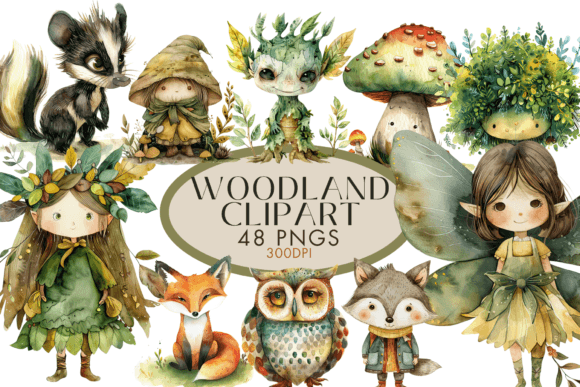 Download Whimsical Woodland Watercolor Clipart - Watercolor clipart Collection