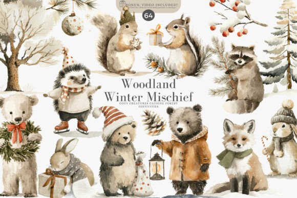 Download Watercolor Clipart Forest Creatures Set - Watercolor clipart Collection