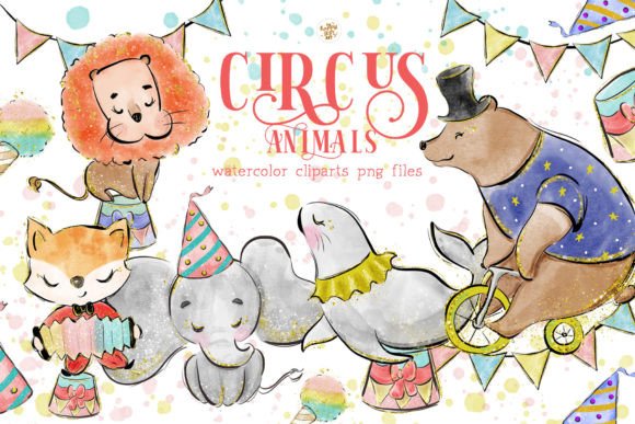 Download Circus Animal Watercolor Cliparts - Watercolor clipart Collection
