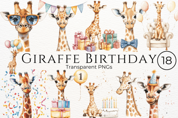 Download Giraffe Birthday Watercolor Clipart - Watercolor clipart Collection