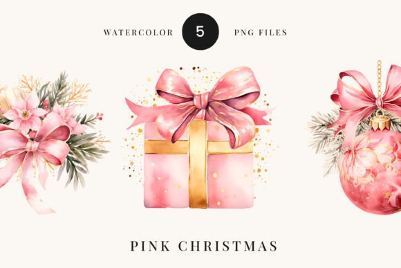 Download Pink Christmas Watercolor Clipart PNG - Watercolor clipart Collection