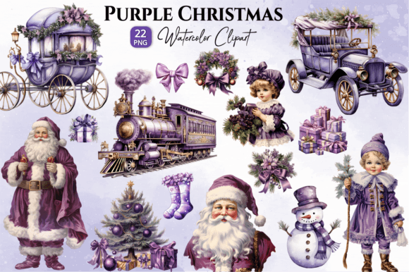 Download Purple Christmas Watercolor Clipart Png - Watercolor clipart Collection