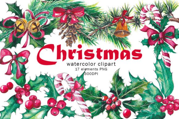 Download Classic Christmas Watercolor Clipart,png - Watercolor clipart Collection