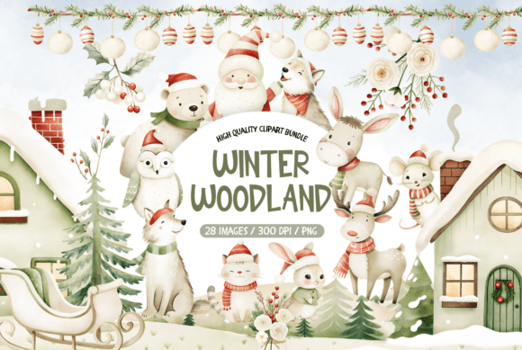 Download Winter Woodland Watercolor Clipart Set - Watercolor clipart Collection