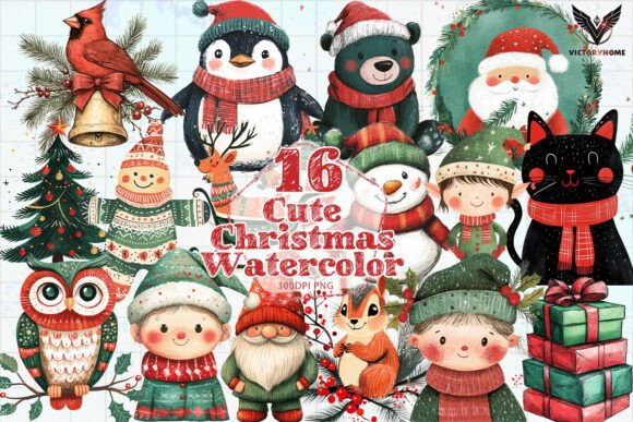 Download Cute Christmas Watercolor Clipart PNG - Watercolor clipart Collection
