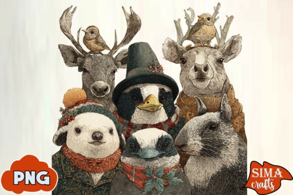 Download Quirky Animals Christmas Sublimation - Premium Resources
