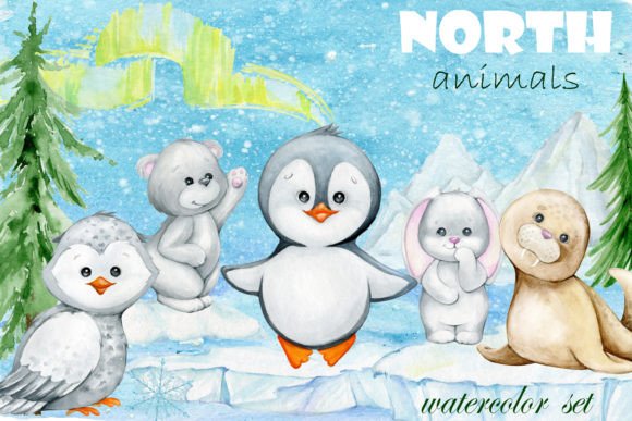 Download Arctic Animal Watercolor Clipart, Winter - Watercolor clipart Collection