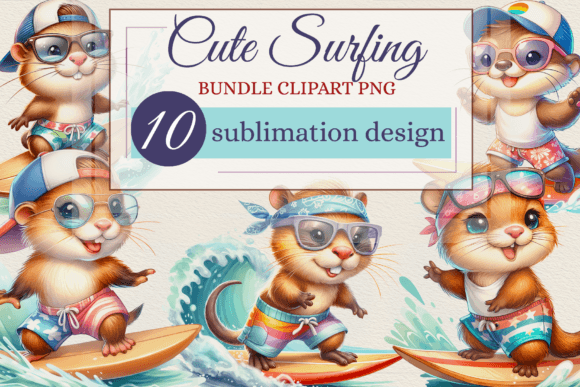 Download Cute Cute Animals Surfers Clipart Bundle - Cute animals Collection