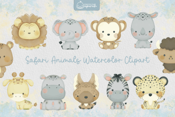 Download Cute Safari Animals Watercolor Clipart - Watercolor clipart Collection
