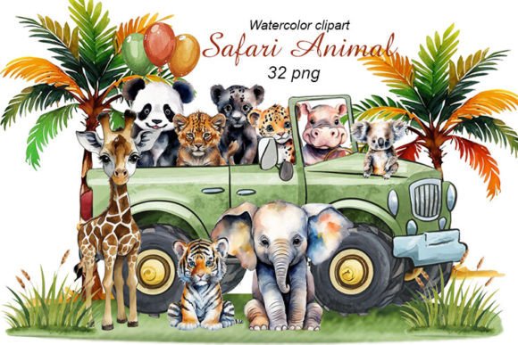 Download Baby Safari Animals Watercolor Clipart - Watercolor clipart Collection