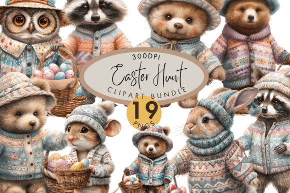 Download Easter Hunt Clipart Bundle Cute Animals - Cute animals Collection