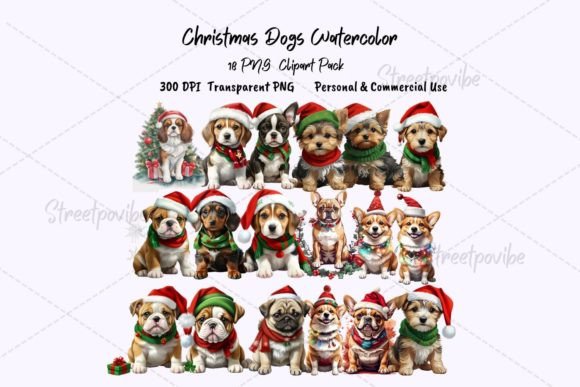 Download Dog Christmas Watercolor Clipart PNG Art - Watercolor clipart Collection